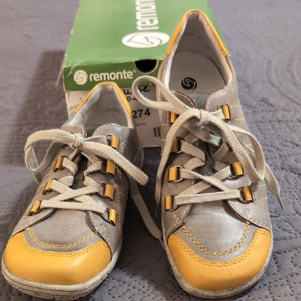 Remonte Women's Gray and Yellow Casual Shoes